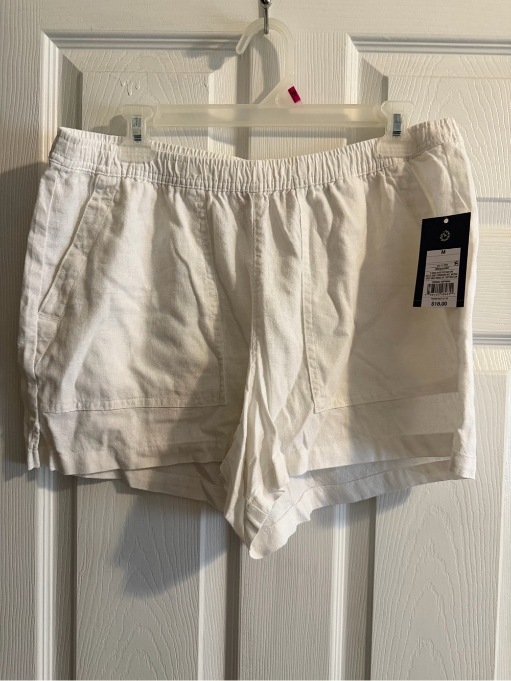 Universal Thread White Elastic-Waist Cotton Blend Shorts